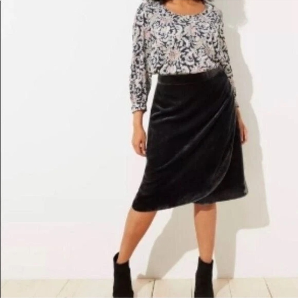 LOFT Velvet Faux Wrap Midi Skirt, Size 10, NWT